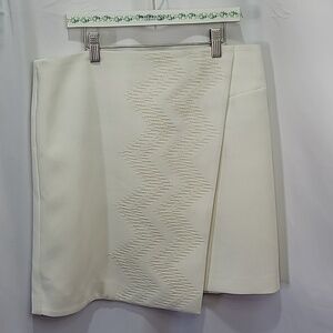 LORD & TAYLOR 424 Fifth Threadwork Faux Wrap Embroidered Mini Skirt